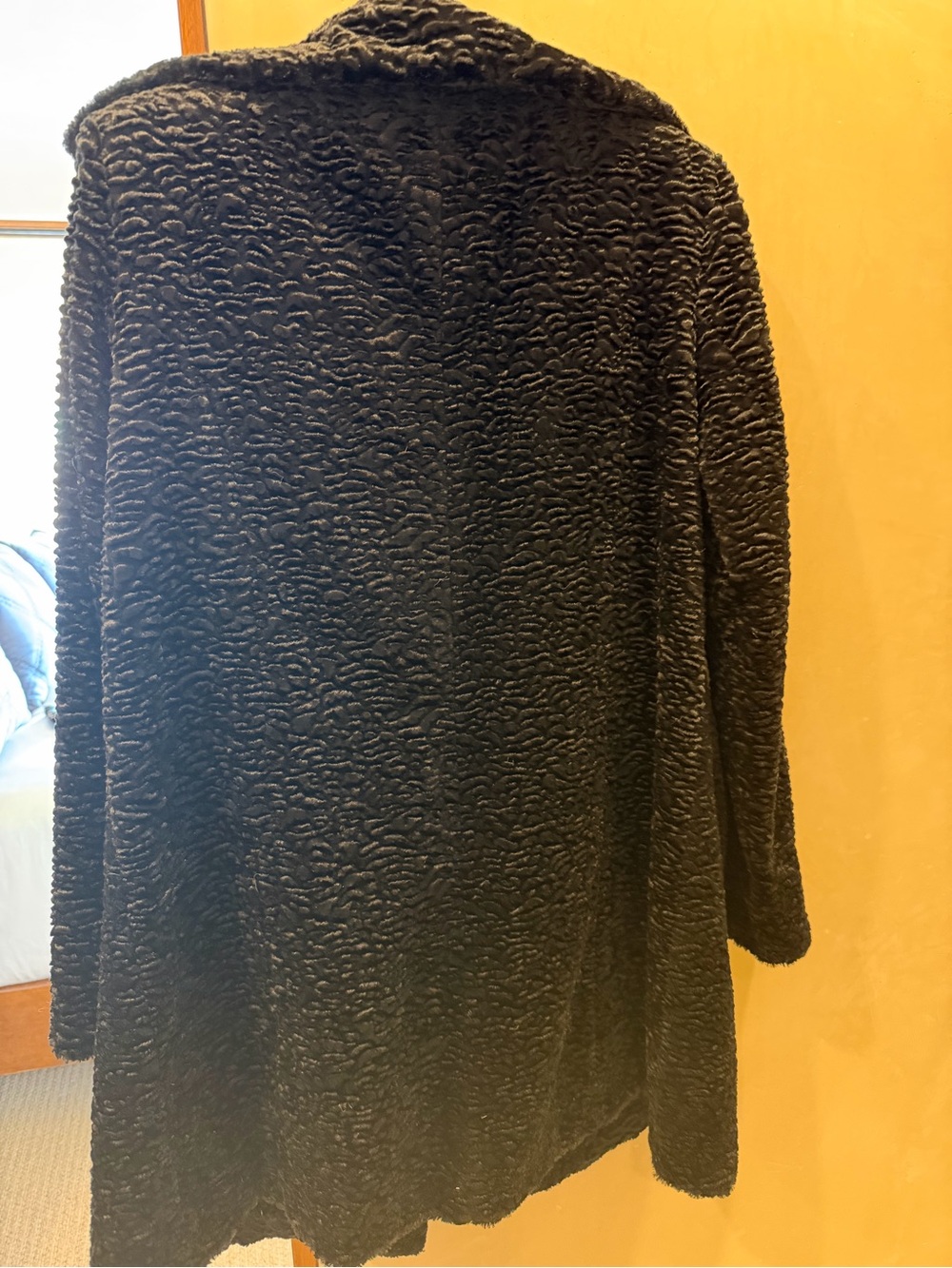 Calvin Klein Black Textured Faux Fur Pea Coat